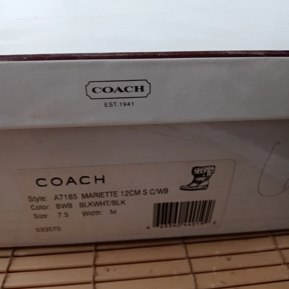 Coach 'Mariette' Womens Logo Canvas Quilted Rabbit Fur Trimmed Winter Boots. Sz_10